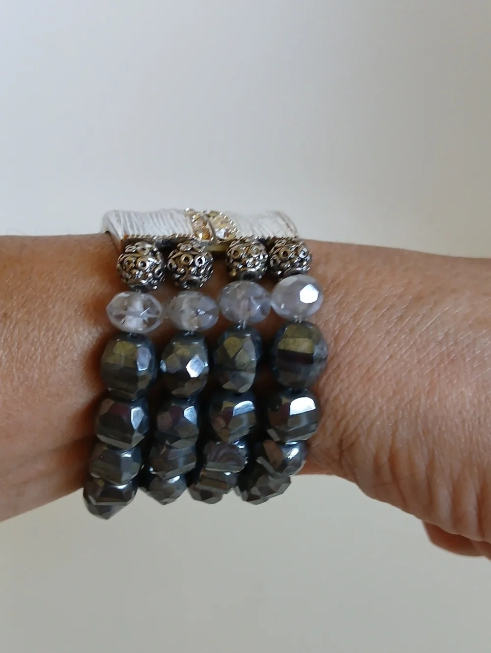 Silver-Tone Crystal Accent Cuff Bracelet